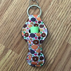 Donut Design Lip Balm Holder Keychain